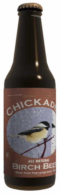 chickadee birch beer bottle