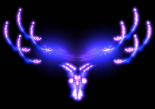 Fractal image of the hed of an antlered animals.